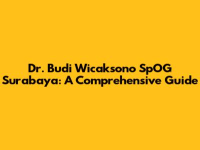 Dr. Budi Wicaksono SpOG Surabaya: A Comprehensive Guide