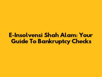 E-Insolvensi Shah Alam: Your Guide To Bankruptcy Checks