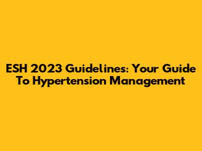 ESH 2023 Guidelines: Your Guide To Hypertension Management