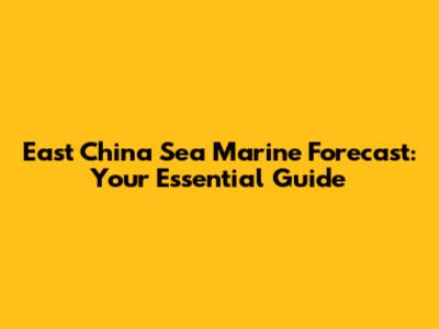 East China Sea Marine Forecast: Your Essential Guide