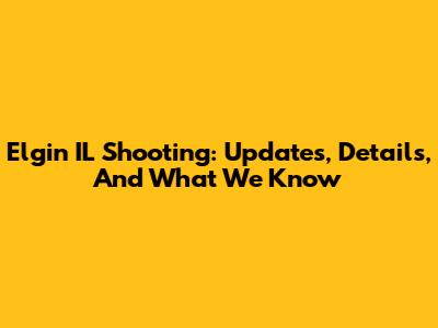 Elgin IL Shooting: Updates, Details, And What We Know