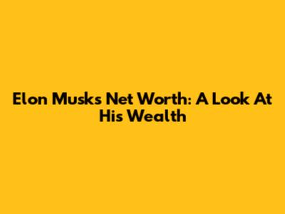 Elon Musk's Net Worth: A Look At His Wealth