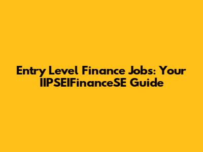 Entry Level Finance Jobs: Your IIPSEIFinanceSE Guide
