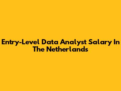 Entry-Level Data Analyst Salary In The Netherlands