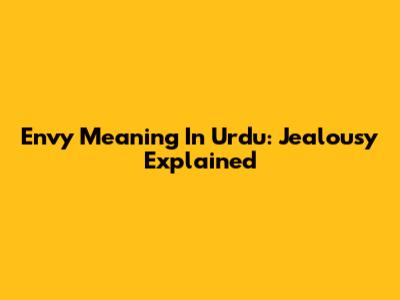 Envy Meaning In Urdu: Jealousy Explained