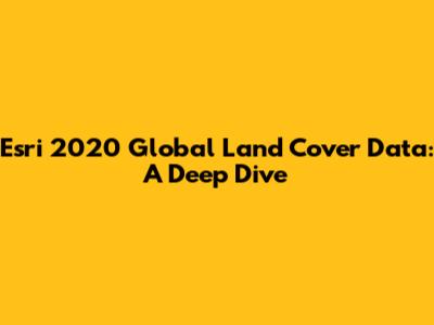 Esri 2020 Global Land Cover Data: A Deep Dive