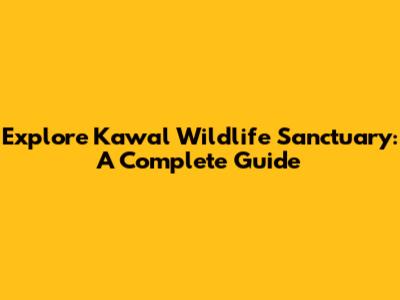 Explore Kawal Wildlife Sanctuary: A Complete Guide