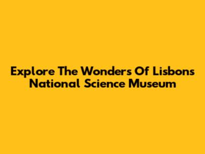 Explore The Wonders Of Lisbon's National Science Museum