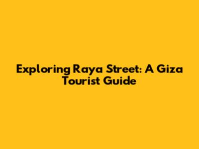 Exploring Raya Street: A Giza Tourist Guide