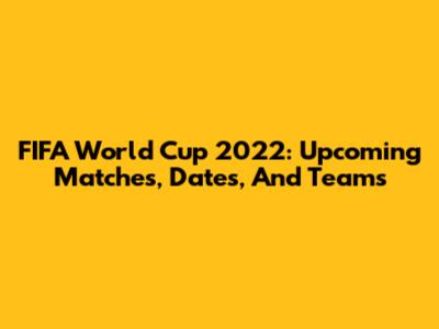FIFA World Cup 2022: Upcoming Matches, Dates, And Teams