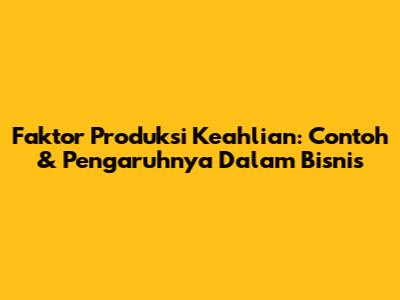 Faktor Produksi Keahlian: Contoh & Pengaruhnya Dalam Bisnis