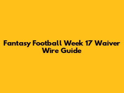 Fantasy Football Week 17 Waiver Wire Guide