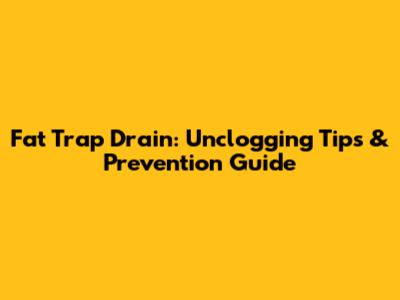 Fat Trap Drain: Unclogging Tips & Prevention Guide