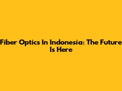 Fiber Optics In Indonesia: The Future Is Here