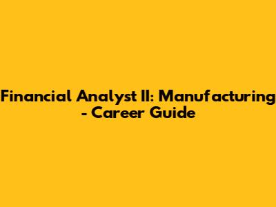 Financial Analyst II: Manufacturing - Career Guide