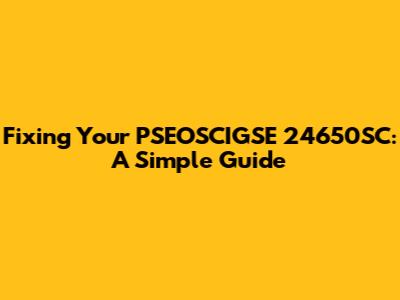 Fixing Your PSEOSCIGSE 24650SC: A Simple Guide