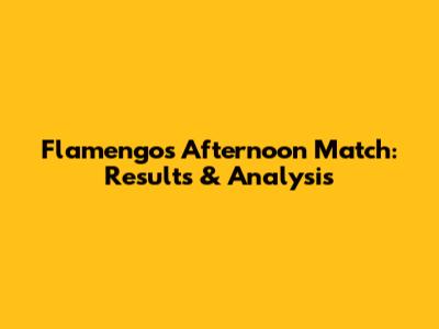 Flamengo's Afternoon Match: Results & Analysis
