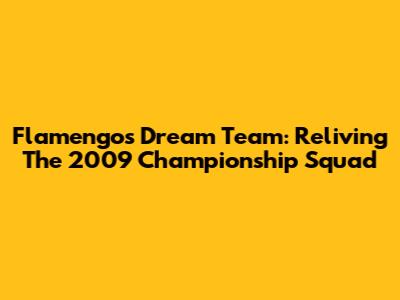 Flamengo's Dream Team: Reliving The 2009 Championship Squad
