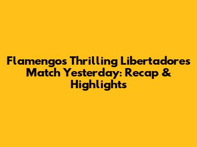 Flamengo's Thrilling Libertadores Match Yesterday: Recap & Highlights