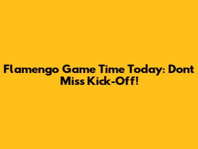 Flamengo Game Time Today: Don't Miss Kick-Off!