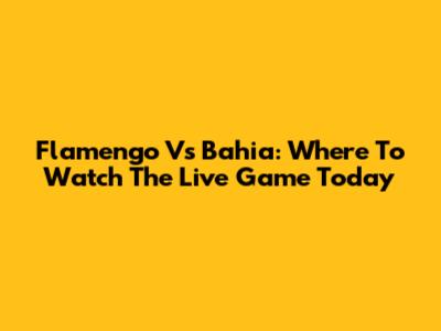 Flamengo Vs Bahia: Where To Watch The Live Game Today