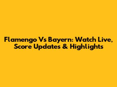 Flamengo Vs Bayern: Watch Live, Score Updates & Highlights