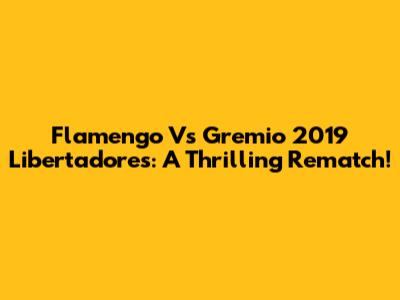 Flamengo Vs Gremio 2019 Libertadores: A Thrilling Rematch!