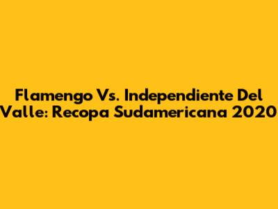 Flamengo Vs. Independiente Del Valle: Recopa Sudamericana 2020