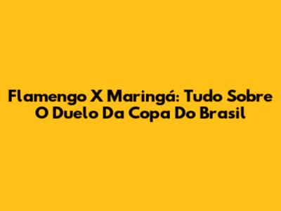 Flamengo X Maringá: Tudo Sobre O Duelo Da Copa Do Brasil