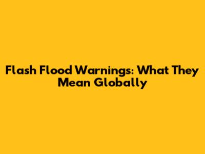 Flash Flood Warnings: What They Mean Globally