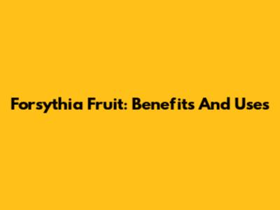 Forsythia Fruit: Benefits And Uses