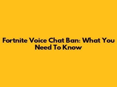 Fortnite Voice Chat Ban: What You Need To Know