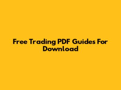 Free Trading PDF Guides For Download