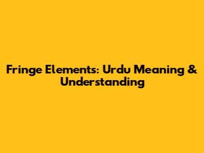 Fringe Elements: Urdu Meaning & Understanding