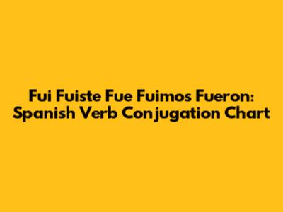 Fui Fuiste Fue Fuimos Fueron: Spanish Verb Conjugation Chart