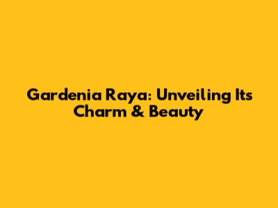 Gardenia Raya: Unveiling Its Charm & Beauty
