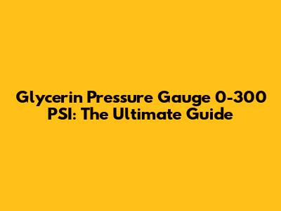 Glycerin Pressure Gauge 0-300 PSI: The Ultimate Guide