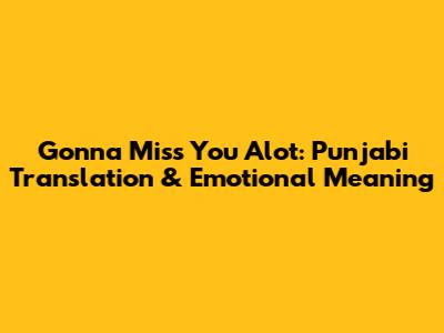 Gonna Miss You Alot: Punjabi Translation & Emotional Meaning