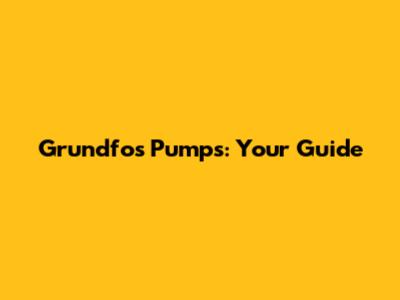 Grundfos Pumps: Your Guide