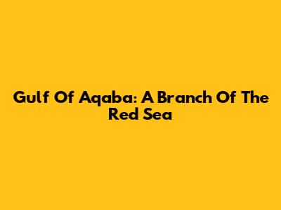 Gulf Of Aqaba: A Branch Of The Red Sea