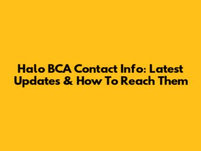 Halo BCA Contact Info: Latest Updates & How To Reach Them