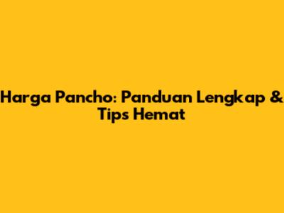 Harga Pancho: Panduan Lengkap & Tips Hemat