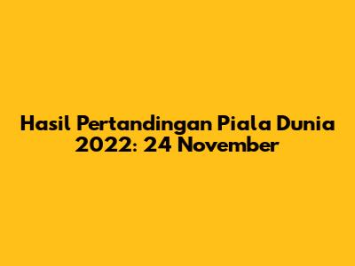 Hasil Pertandingan Piala Dunia 2022: 24 November