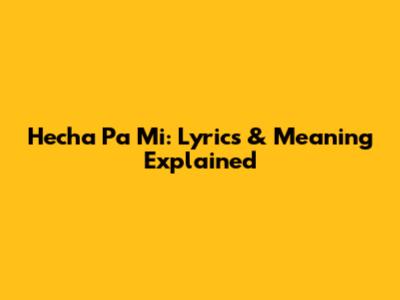 Hecha P'a Mi: Lyrics & Meaning Explained