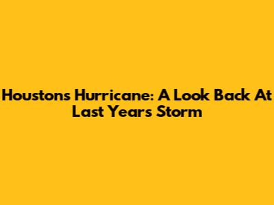 Houston's Hurricane: A Look Back At Last Year's Storm