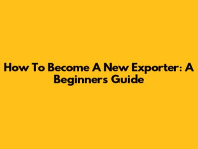 How To Become A New Exporter: A Beginner's Guide