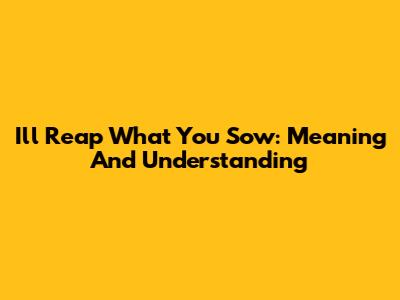 I'll Reap What You Sow: Meaning And Understanding