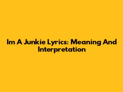 I'm A Junkie Lyrics: Meaning And Interpretation