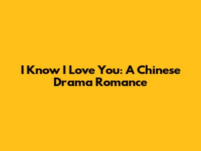 I Know I Love You: A Chinese Drama Romance