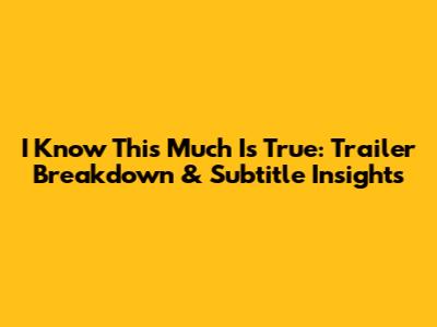 I Know This Much Is True: Trailer Breakdown & Subtitle Insights